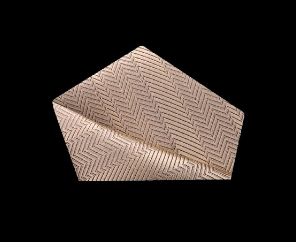 View 2: A Solid Metallic Wheat Color with Sophisticated Lined Texture Silk Pocket Square
