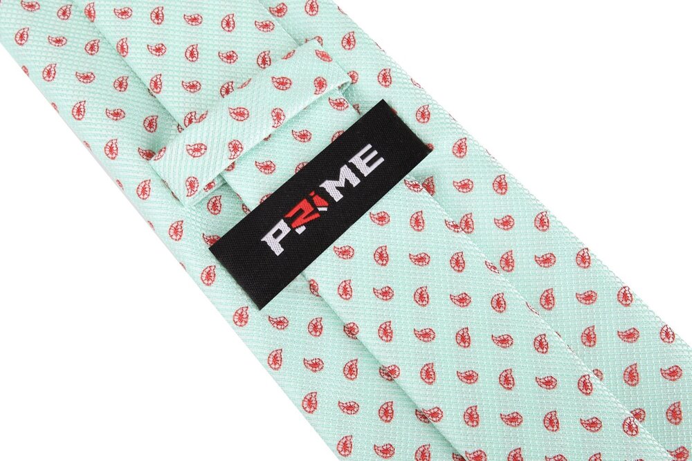 Mint Green, Red Paisley Silk Tie Keep