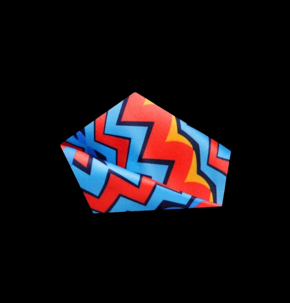 View 2: Light Blue Orange and Yellow Abstract Mojo Pocket Square