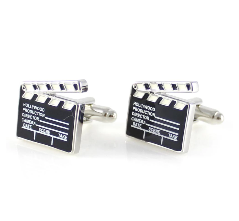 A Black Colored Director's Clapboard Shaped Cuff-links Set