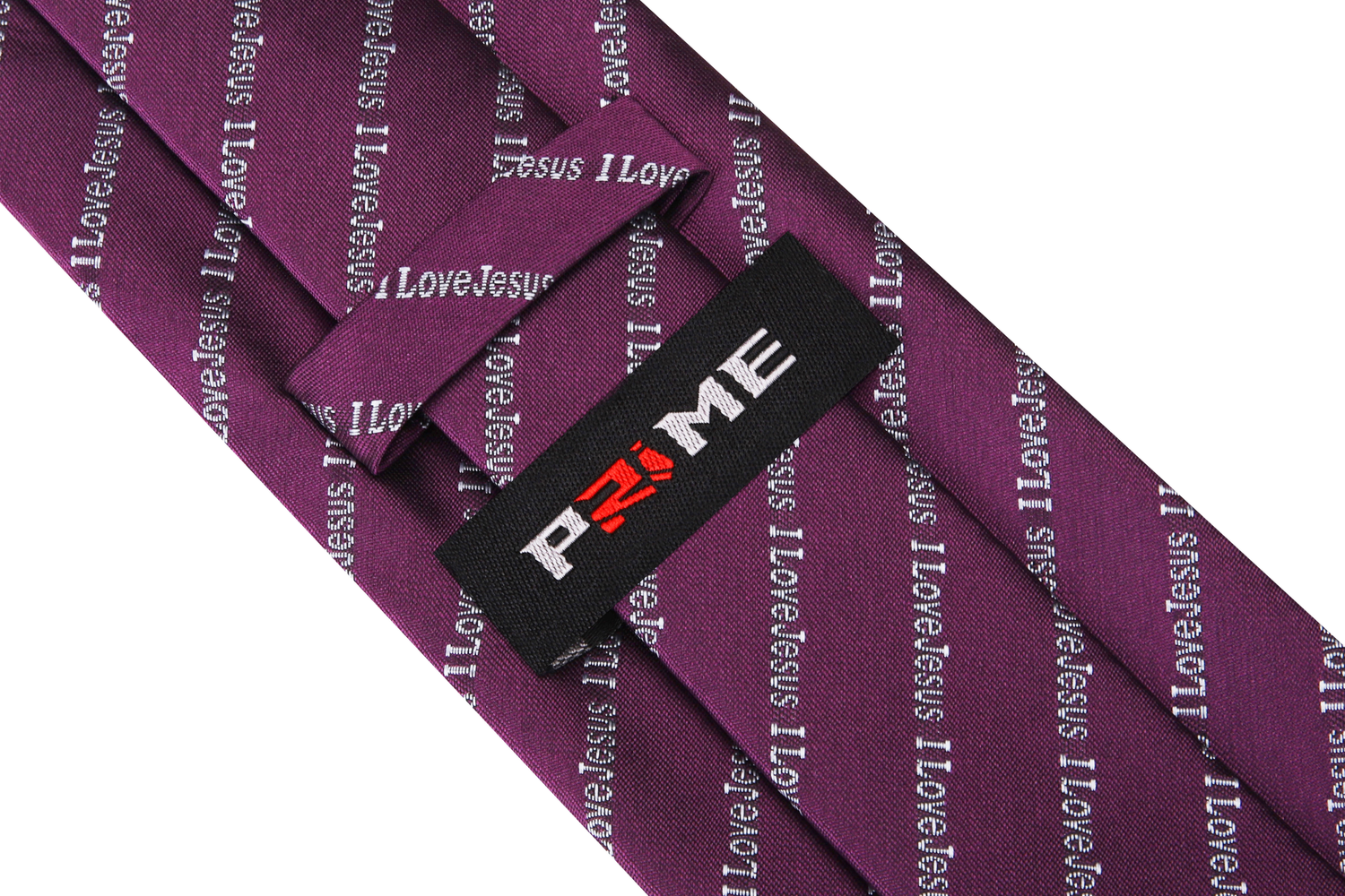 Tie Keep: Mulberry Purple and Grey I love Jesus Tie 