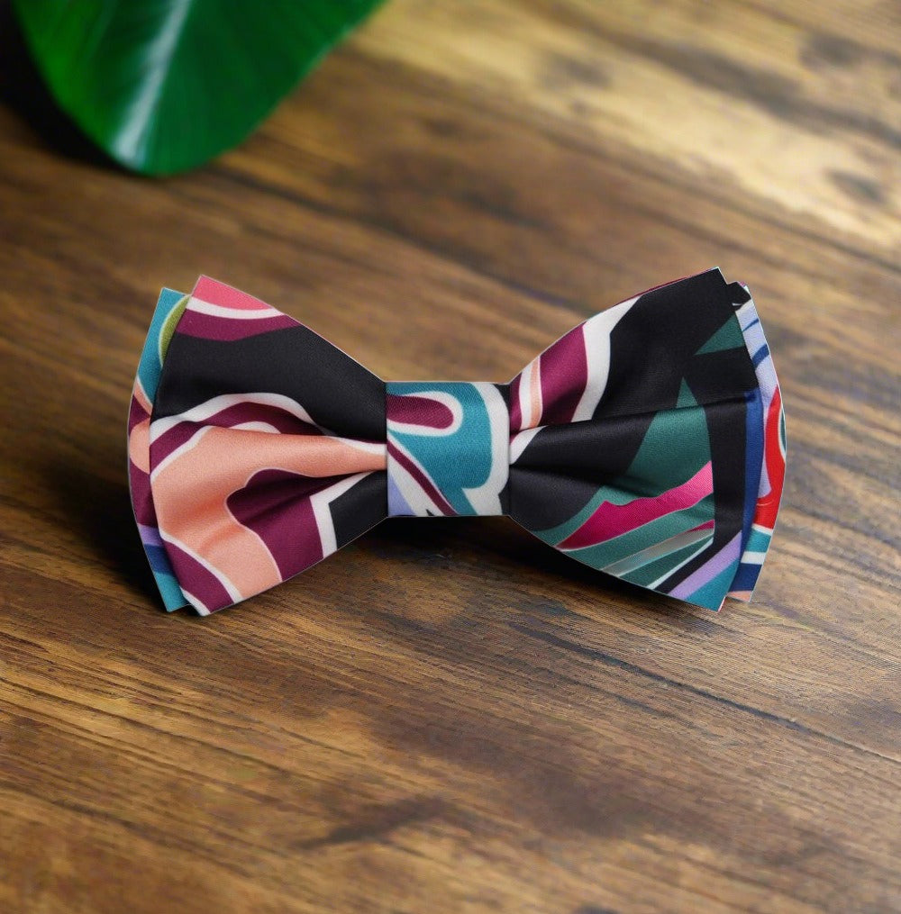 Black, Red, Purple, Green, Blue Abstract Bow Tie