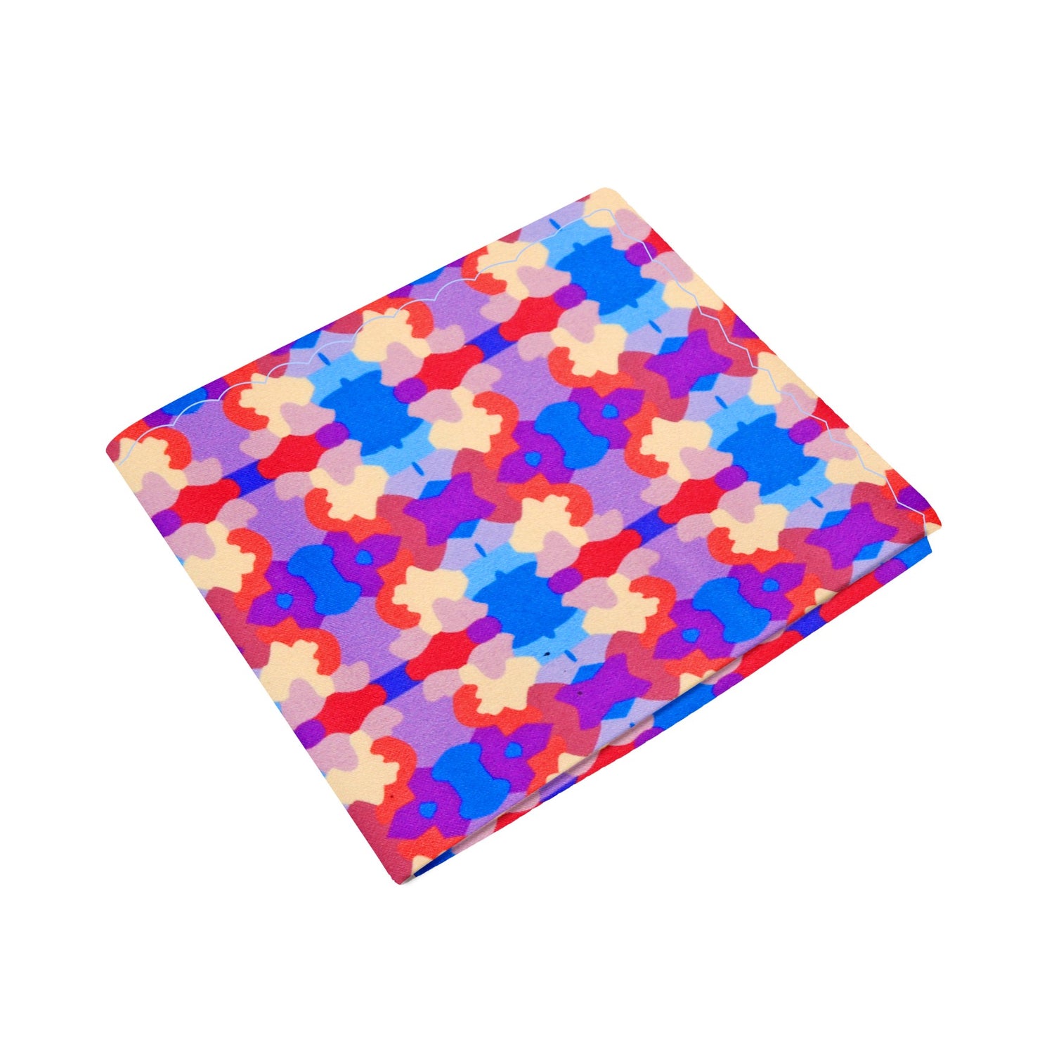 View 2: A Light Orange, Red, Blue, Purple Color Abstract Watercolor Pattern Pocket Square