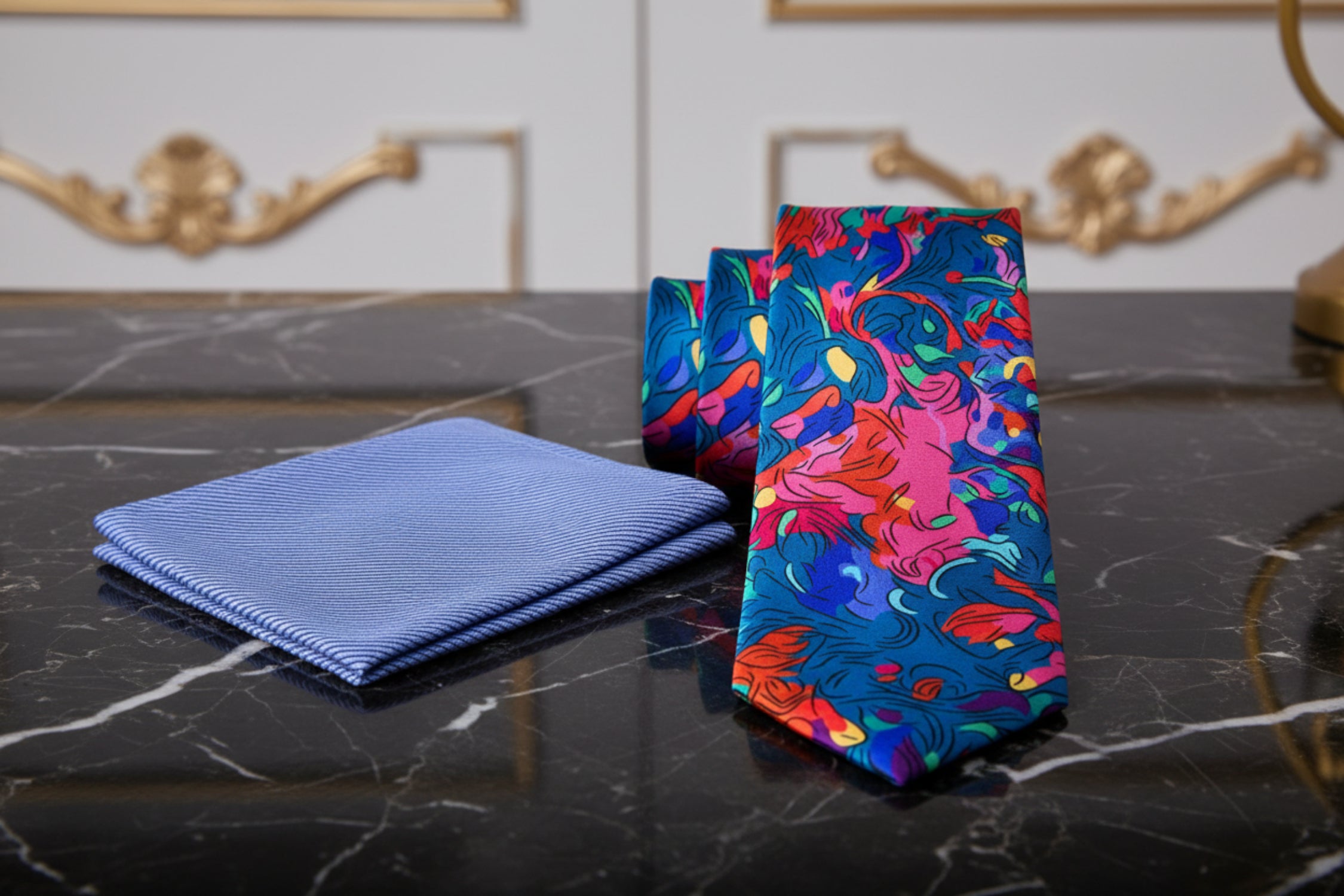 Artisan Mosaic Necktie in Blue, Green, Red & Pink