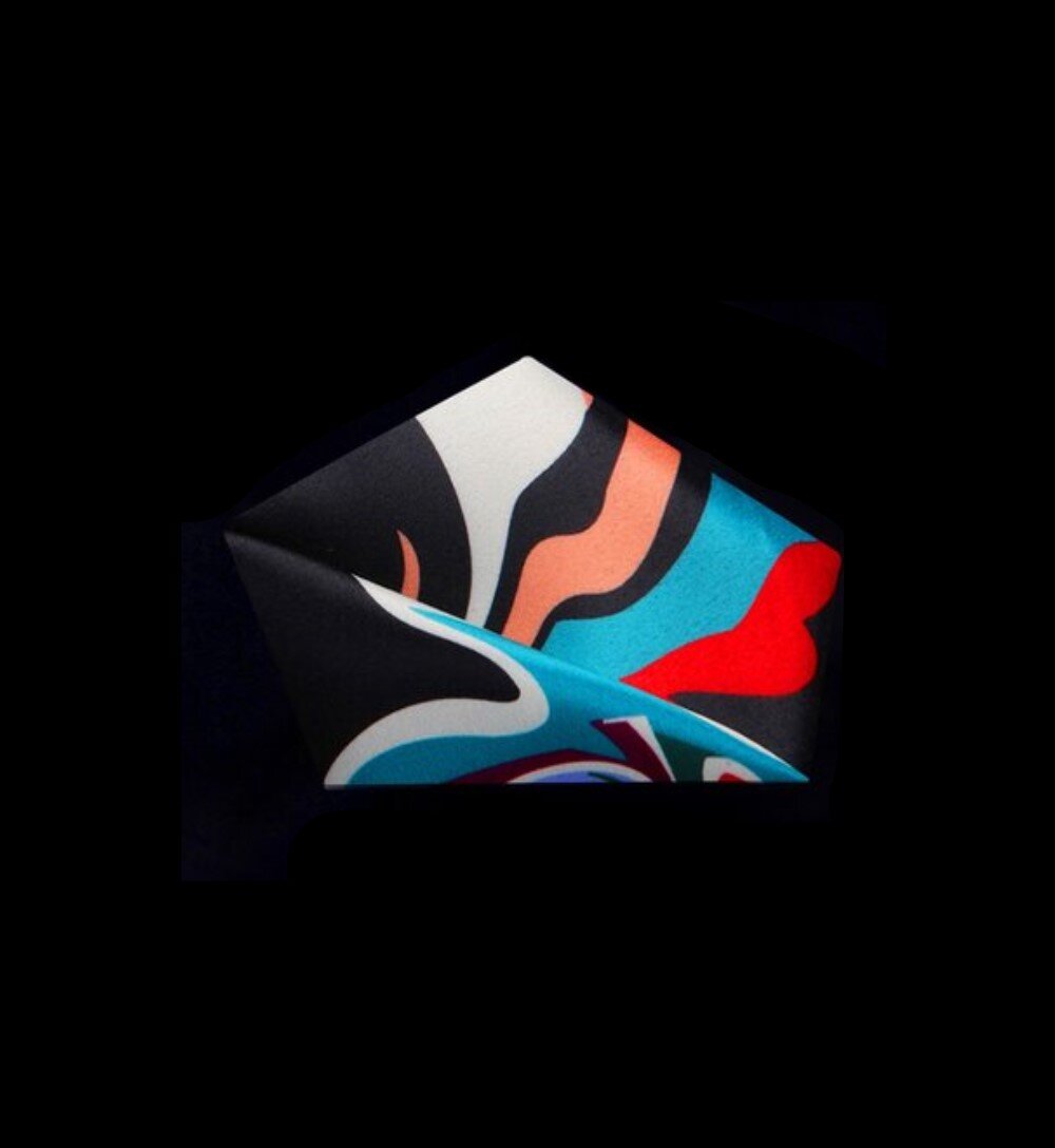 view 2 Black, Red, Purple, Green, Blue abstract pocket square