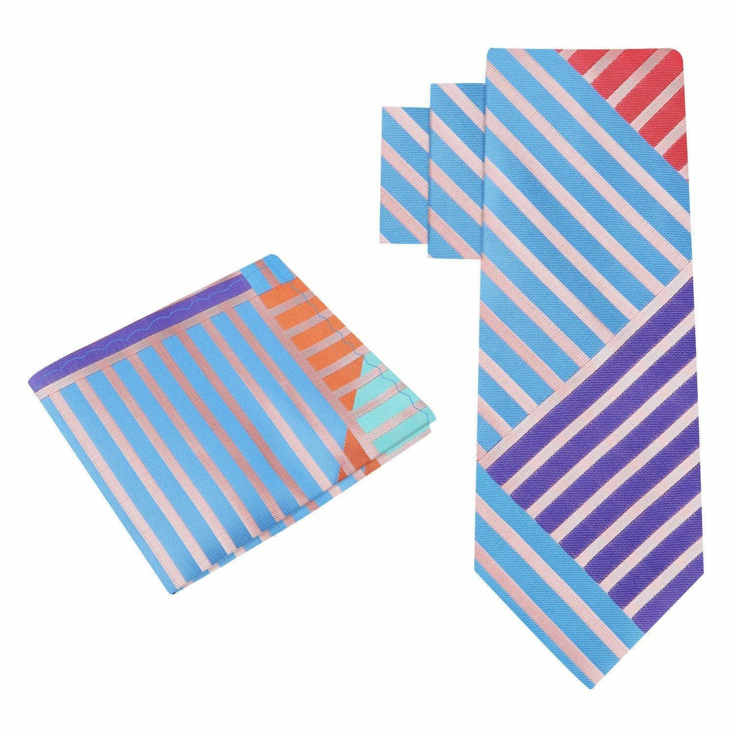 Alt View: Blue, Purple, Red, Orange Geometric Tie and Square