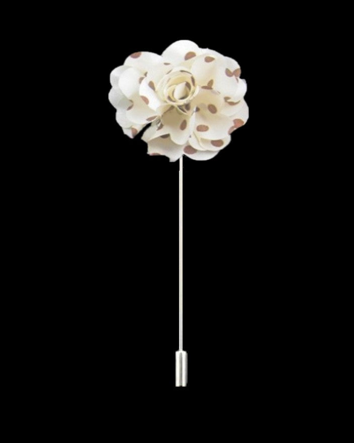 A Off-White, brown Polka Dot Lapel Flower||Off-White, Brown