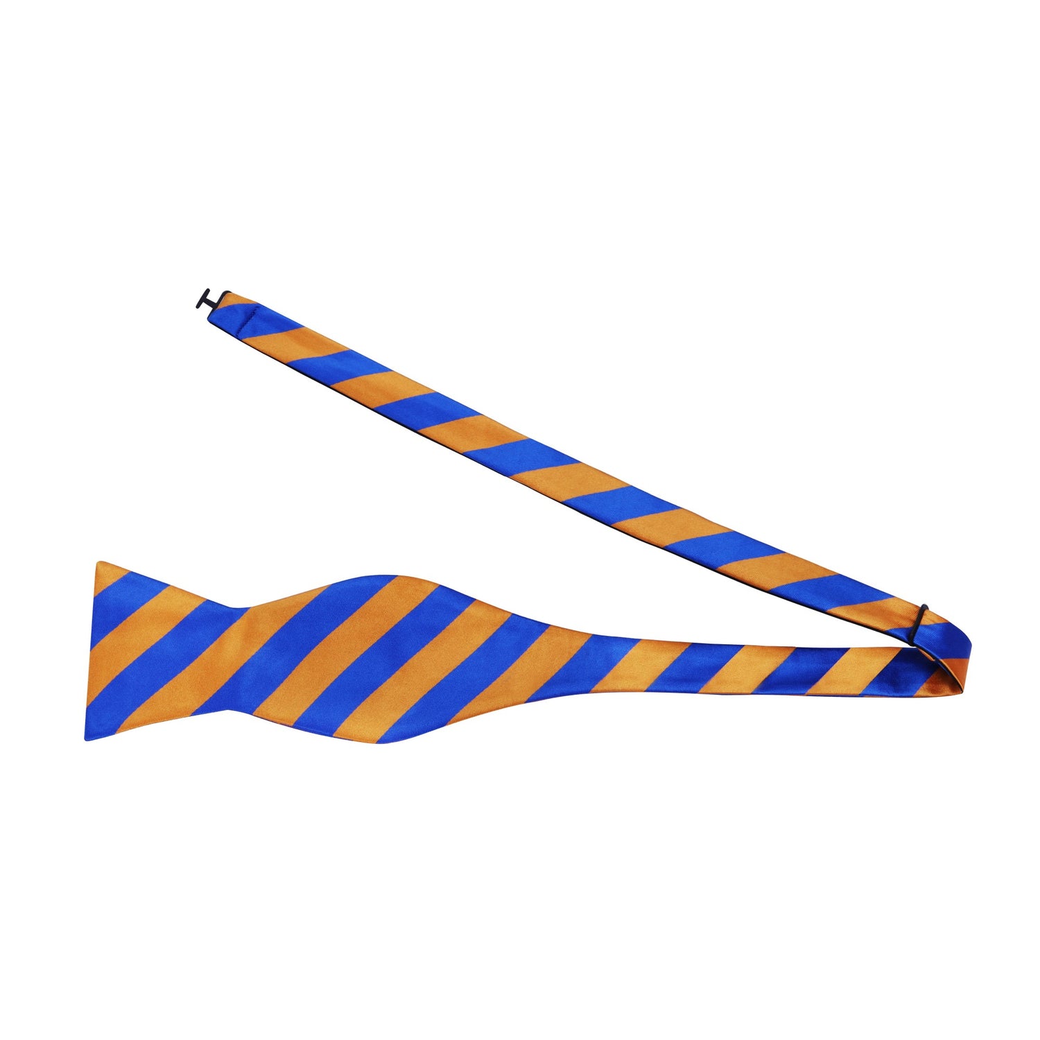 Orange and Blue Block Stripe Self Tie Bow Tie
