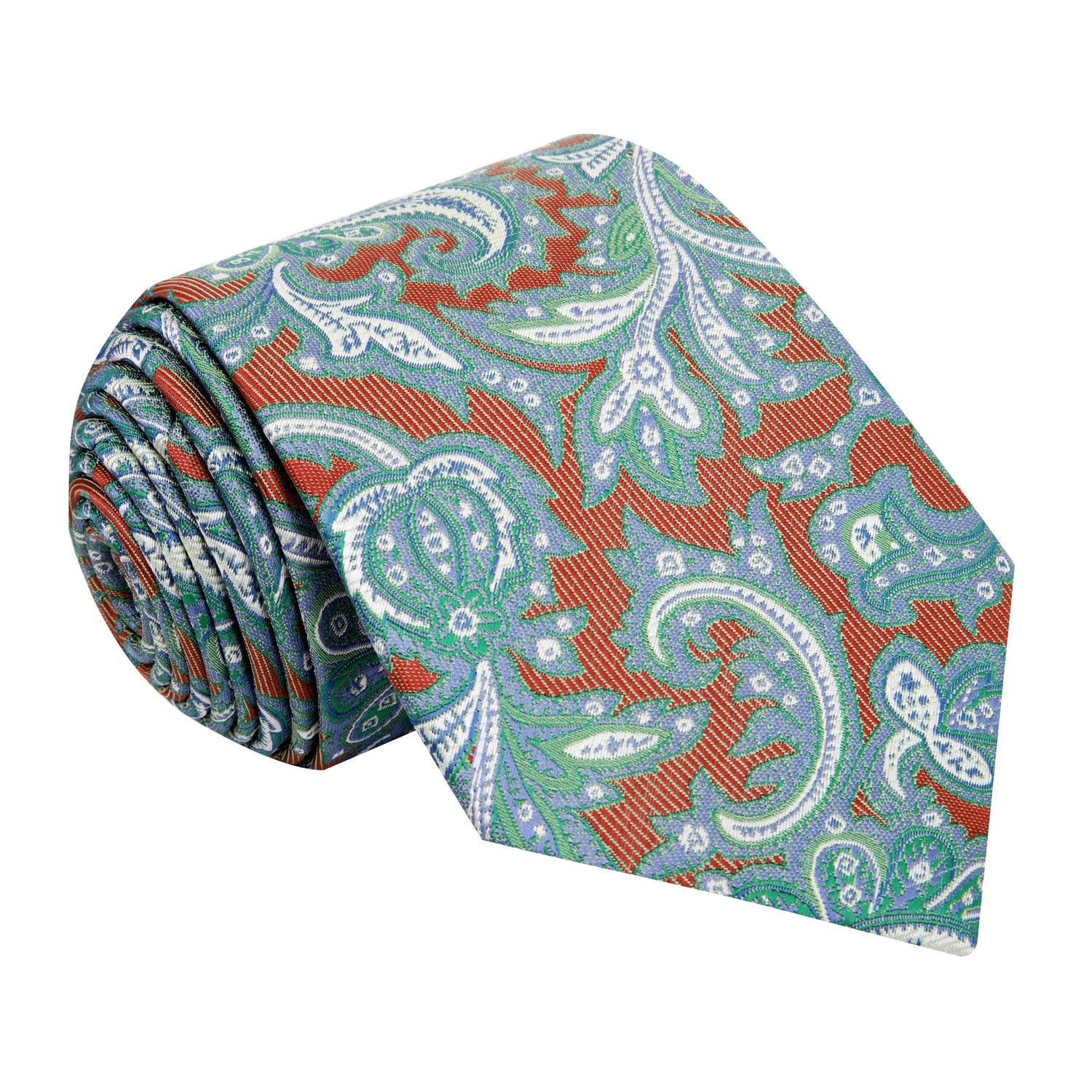 A Orange Intricate Paisley Silk Necktie