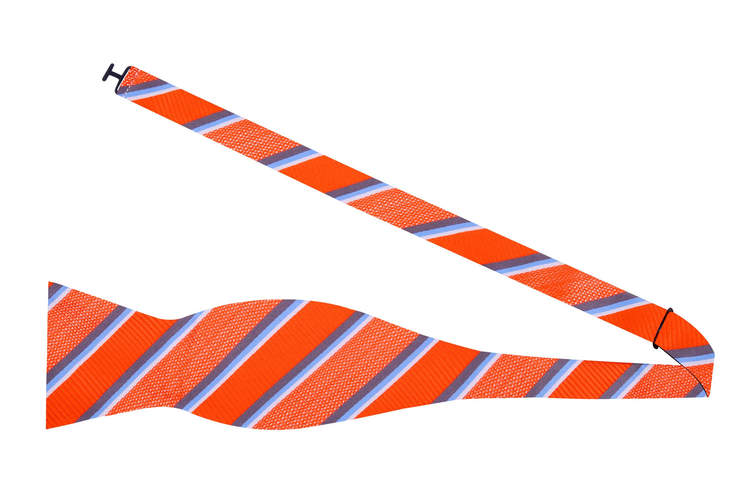 View 2: Orange, Grey and White Stripe Bow Tie 