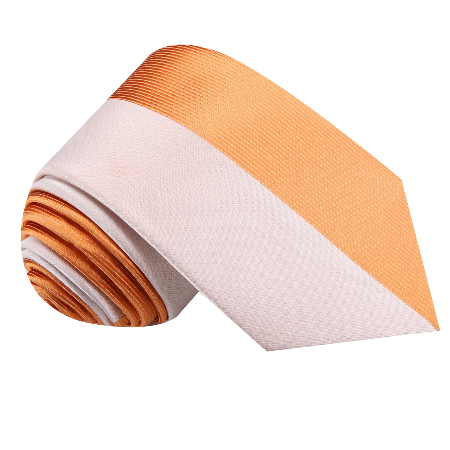 Light Orange, Orange Stripe Silk Necktie 