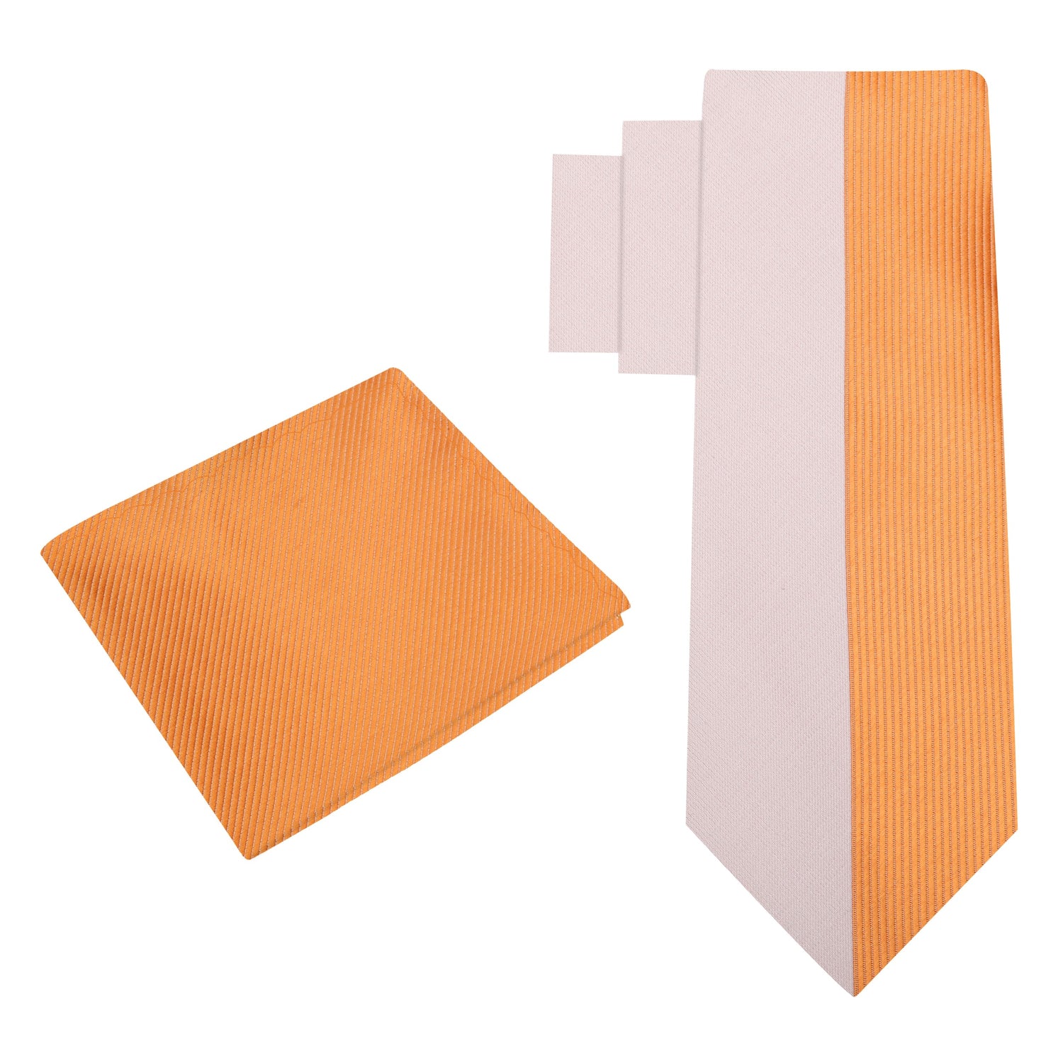 Alt View: Light Orange, Orange Stripe Silk Necktie and Pocket Square