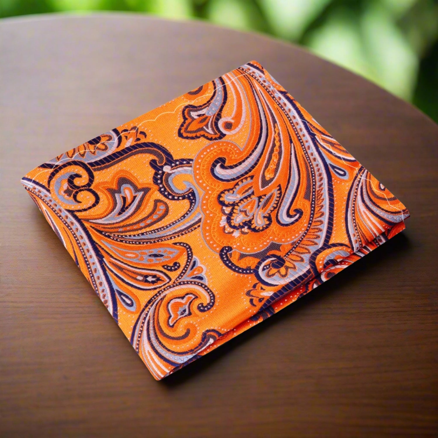 Orange and Purple Paisley Pocket Square