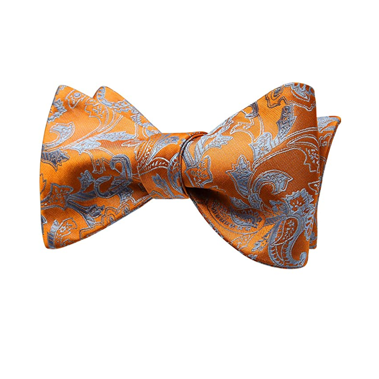 Orange & Silver Paisley Bow Tie  