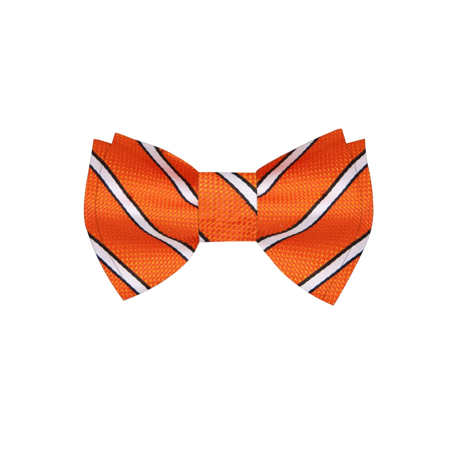 Orange, White Stripe Self Tie Bow Tie View 2