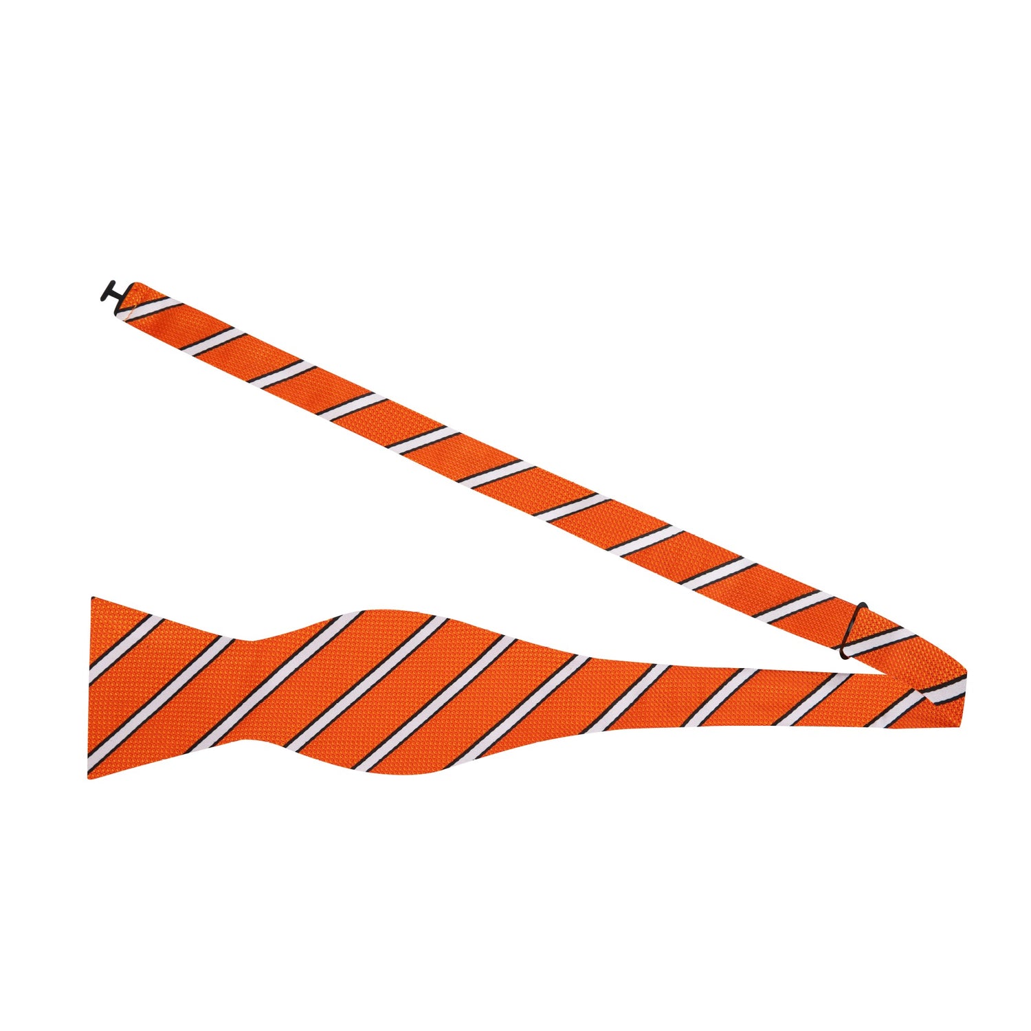 Single Self Tie: Orange, White Stripe Self Tie Bow Tie 