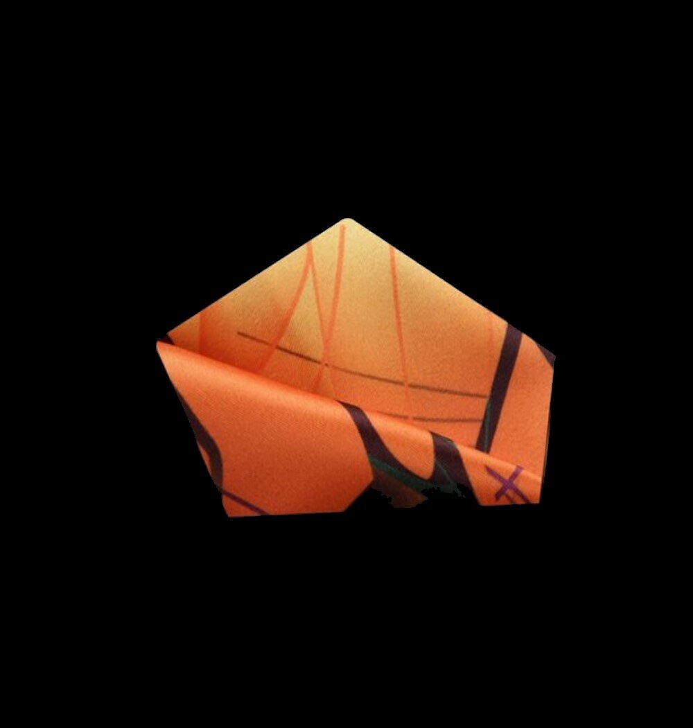 View 2: Orange and Brown Abstract Pocket Square