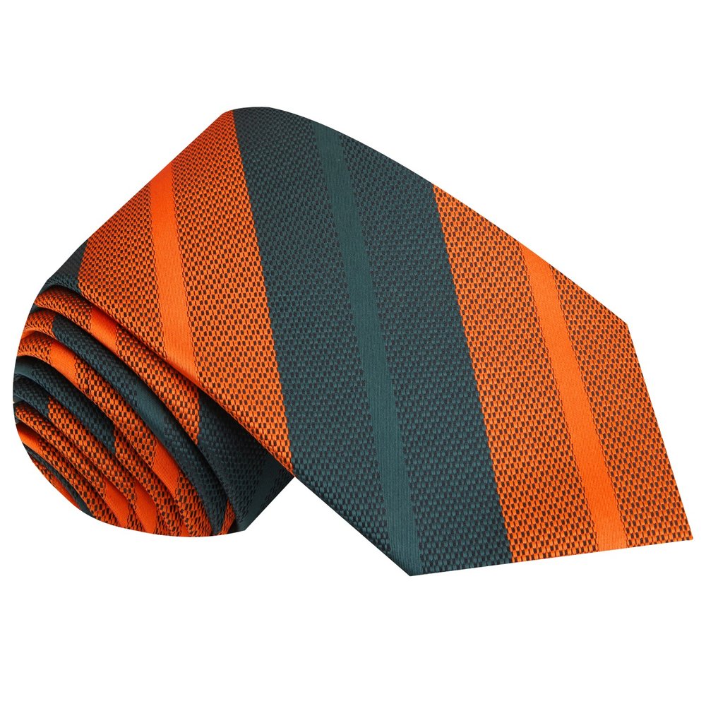 Orange, Green Stripe Tie||Orange/Green