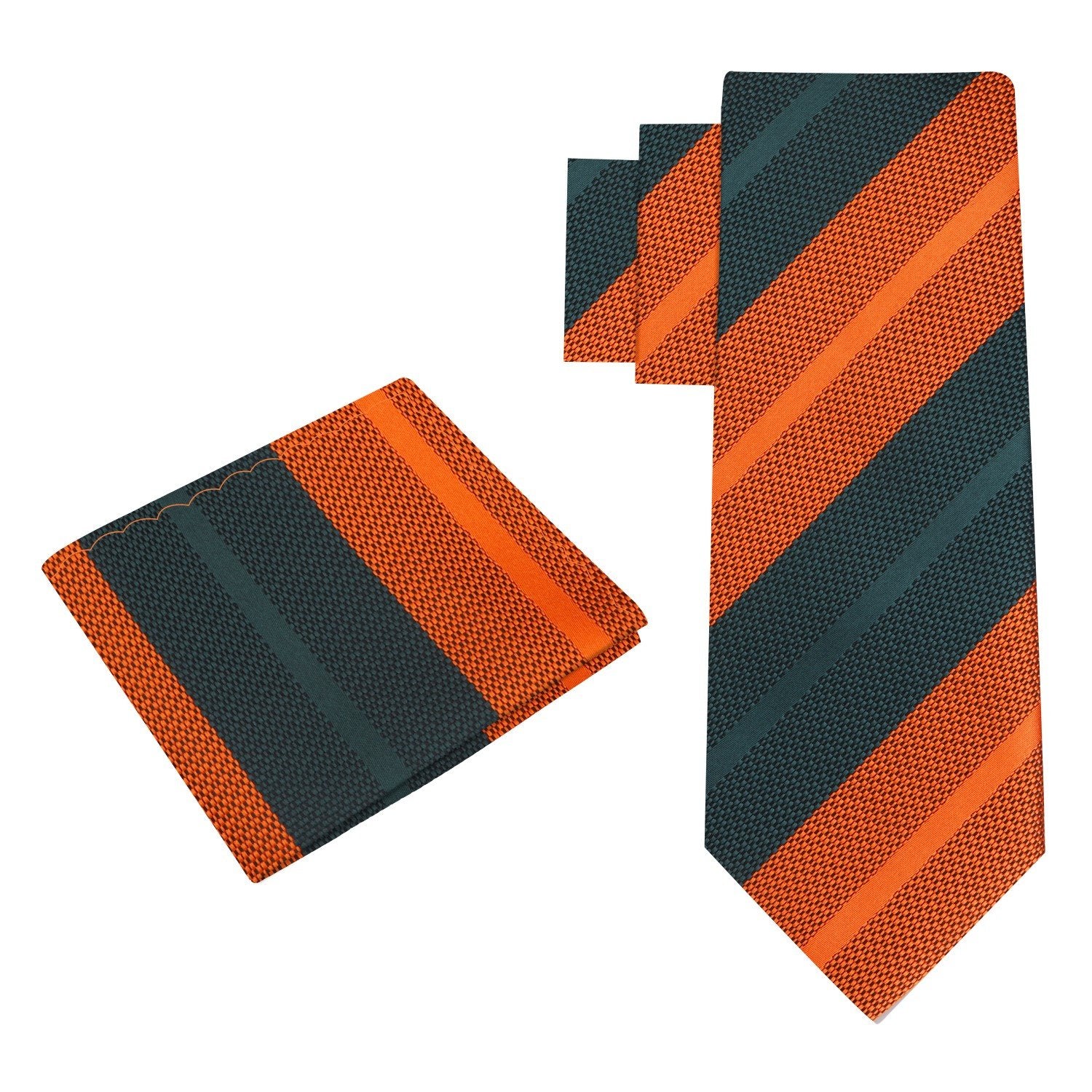 Alt view: Orange, Green Stripe Tie and Square