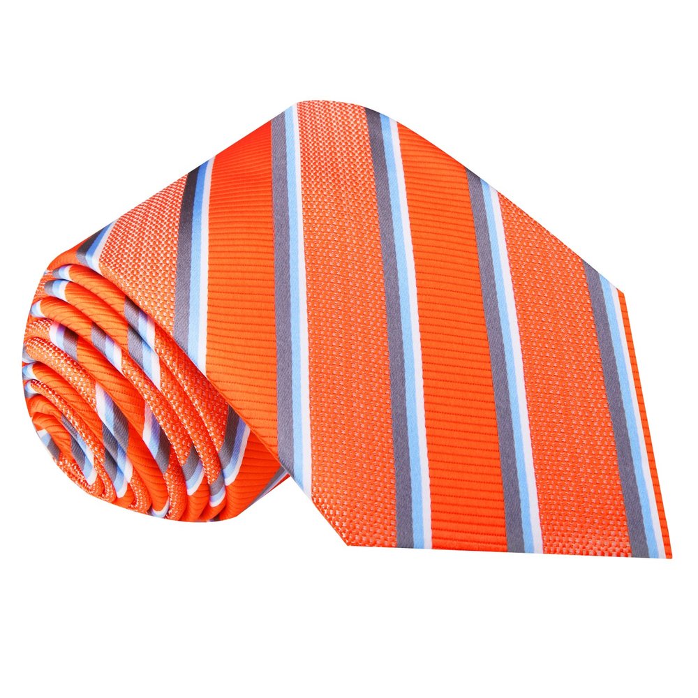 Orange and Grey Stripe Tie 