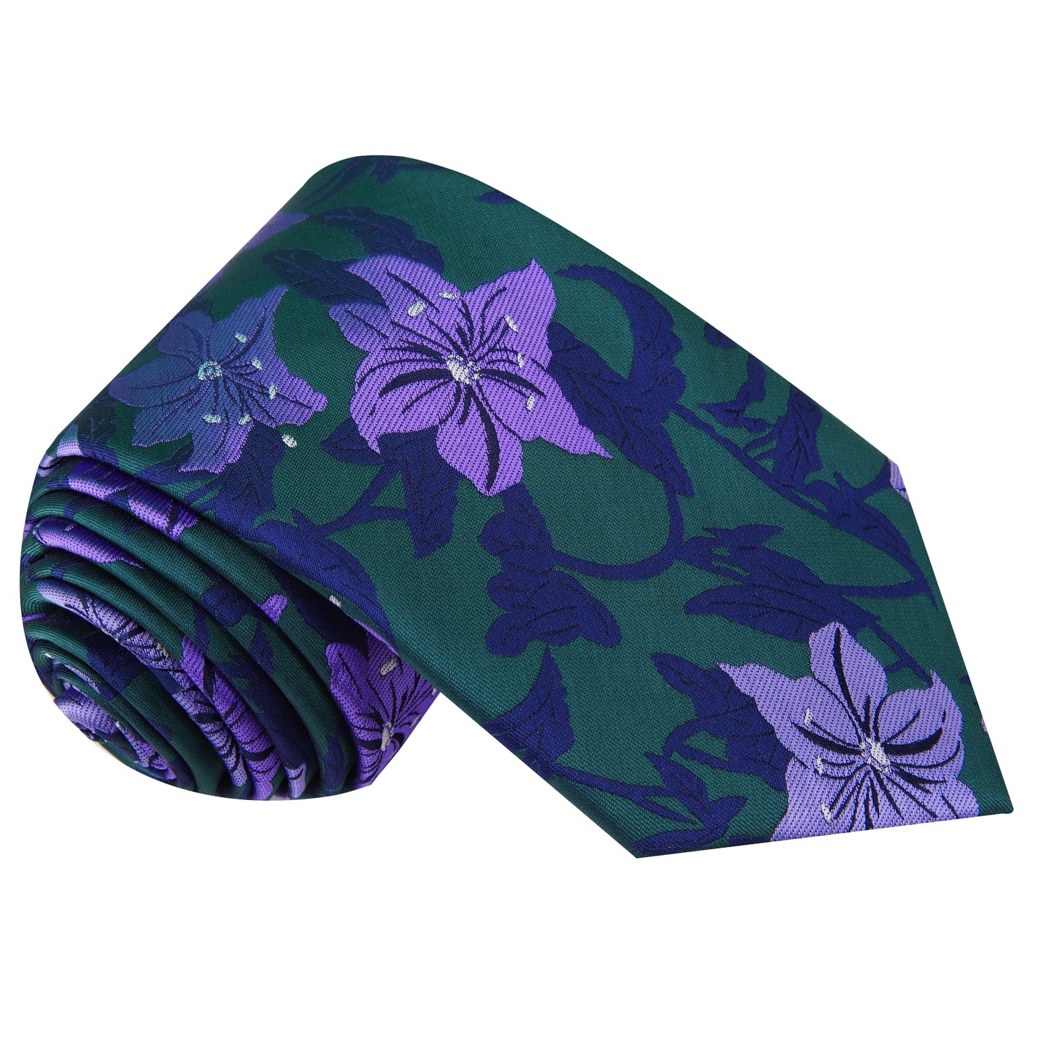 Single Tie: Green, Purple and Blue Floral Tie  
