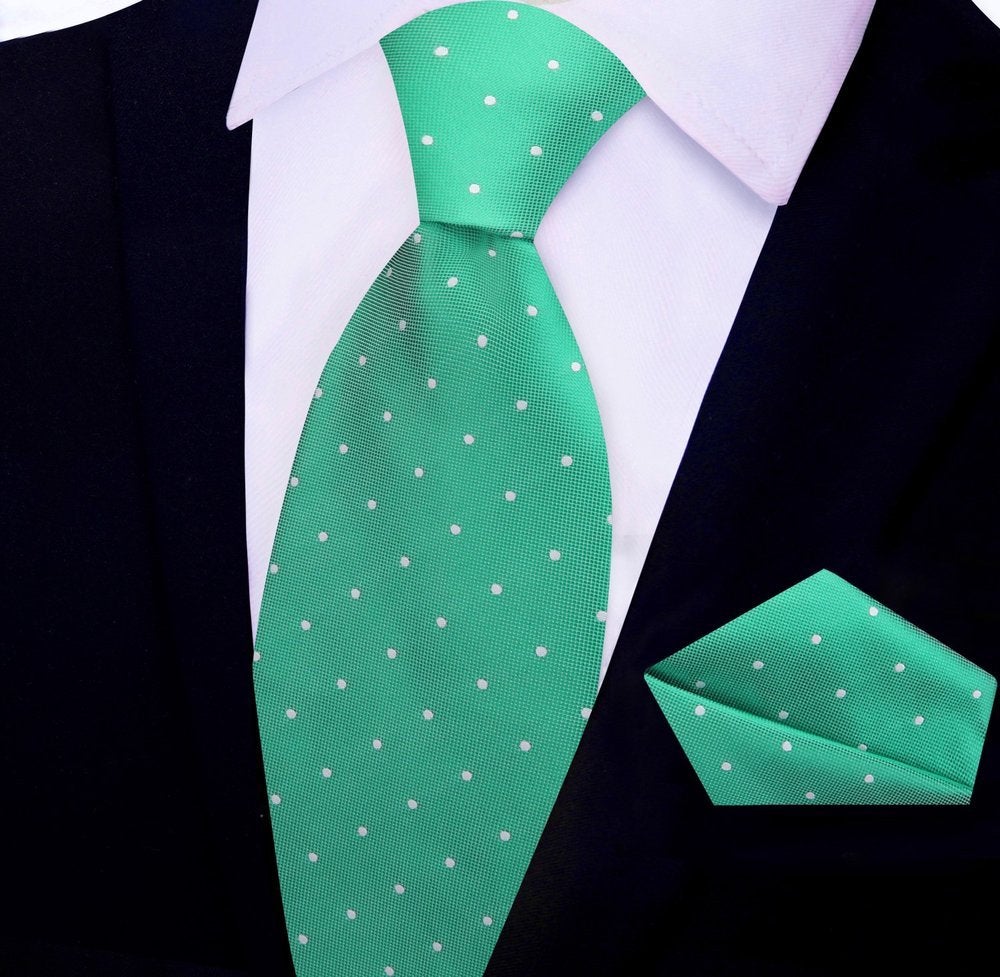 Green Polka Tie and Square