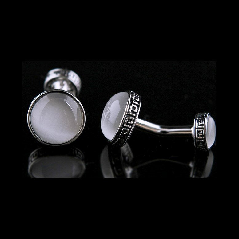 Pearl With Geo Design Cuff-links||Pearl