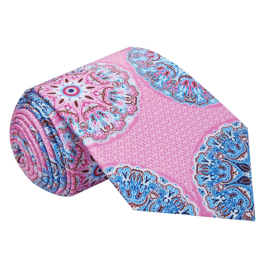 Pink and Blue Abstract Tie