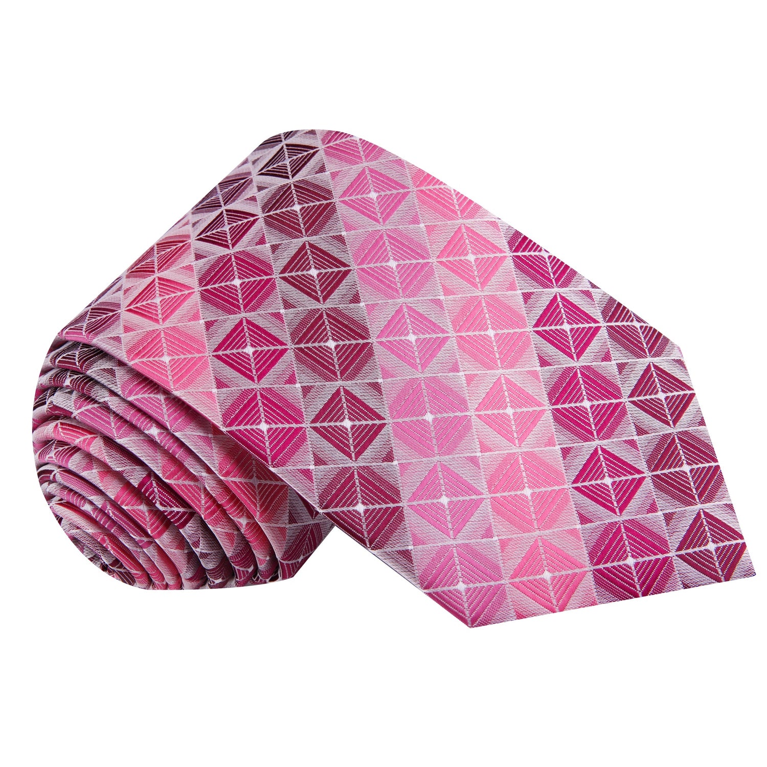 Shades of Pink and Red Geometric Blocks Necktie  