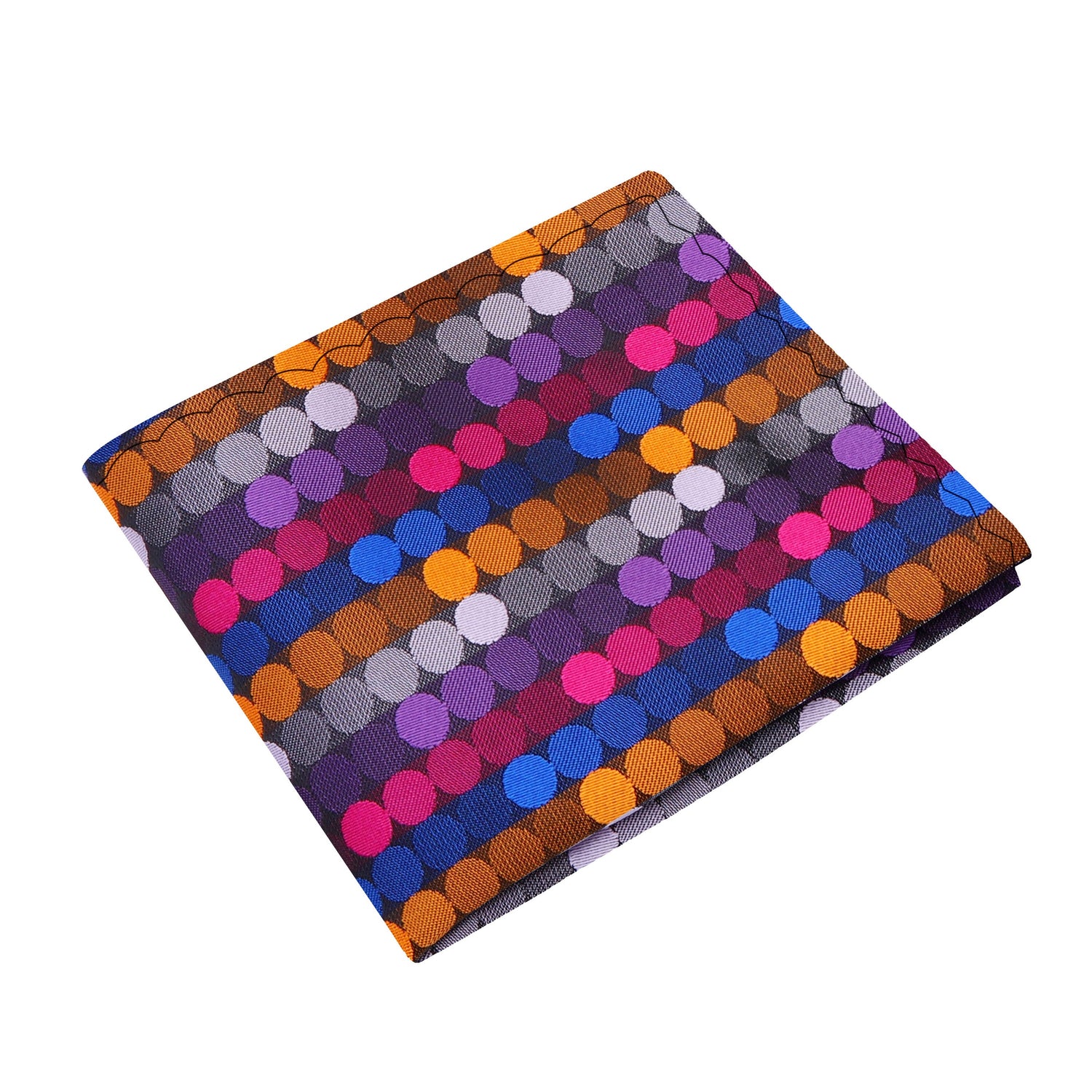 A Pink, Blue, Orange Polka Pattern Silk Pocket Square|