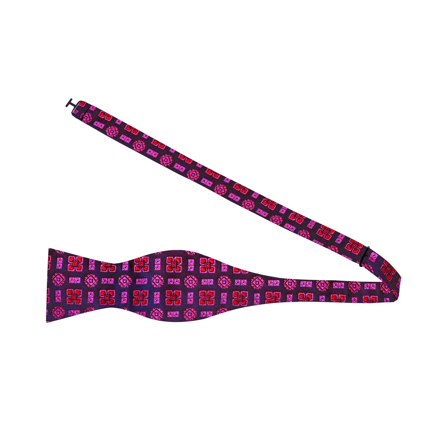 Self Tie: A Pink Geometric Shapes Pattern Silk Self Tie Bow Tie