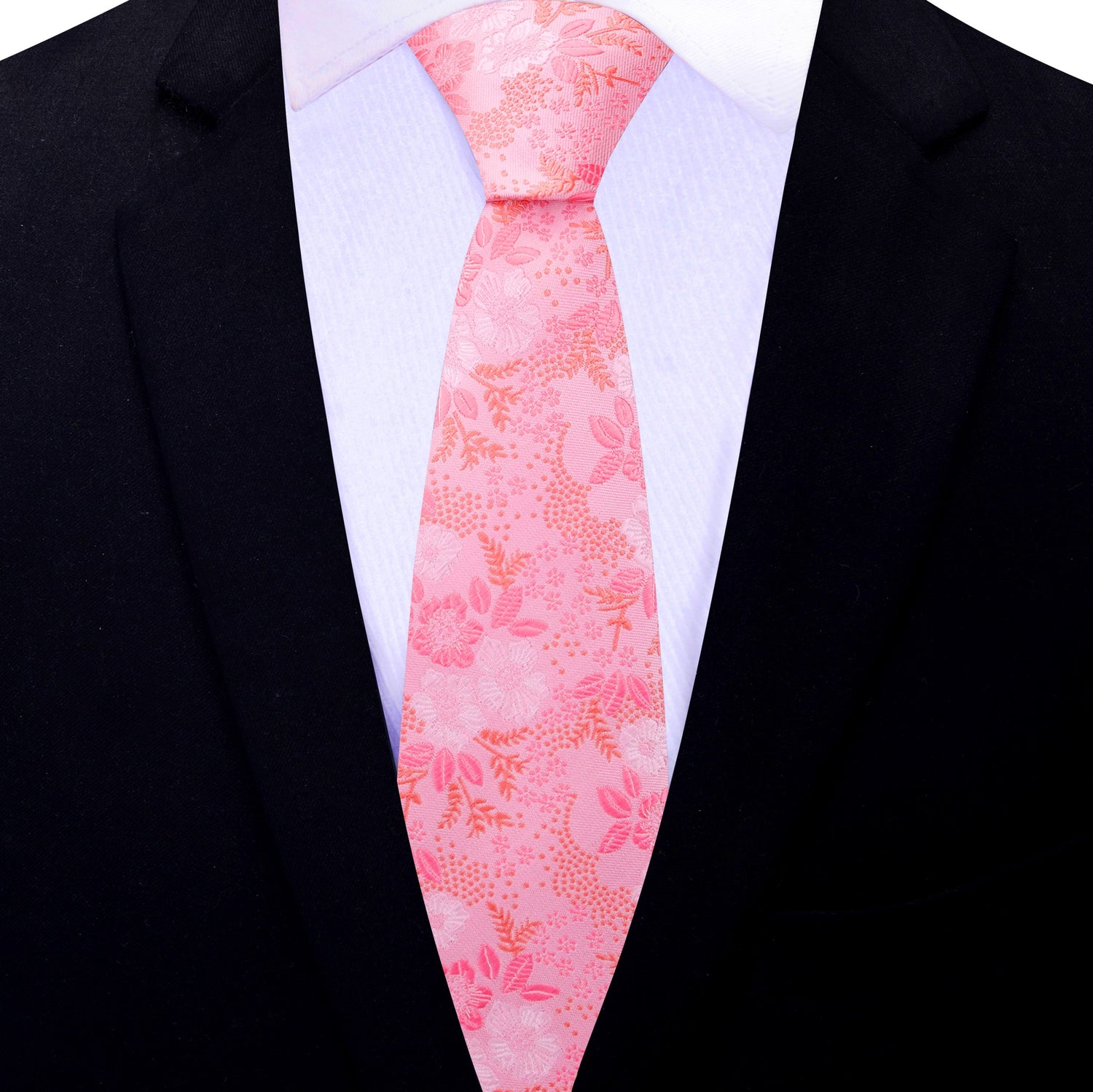 View 2: Pink Floral Thin Tie