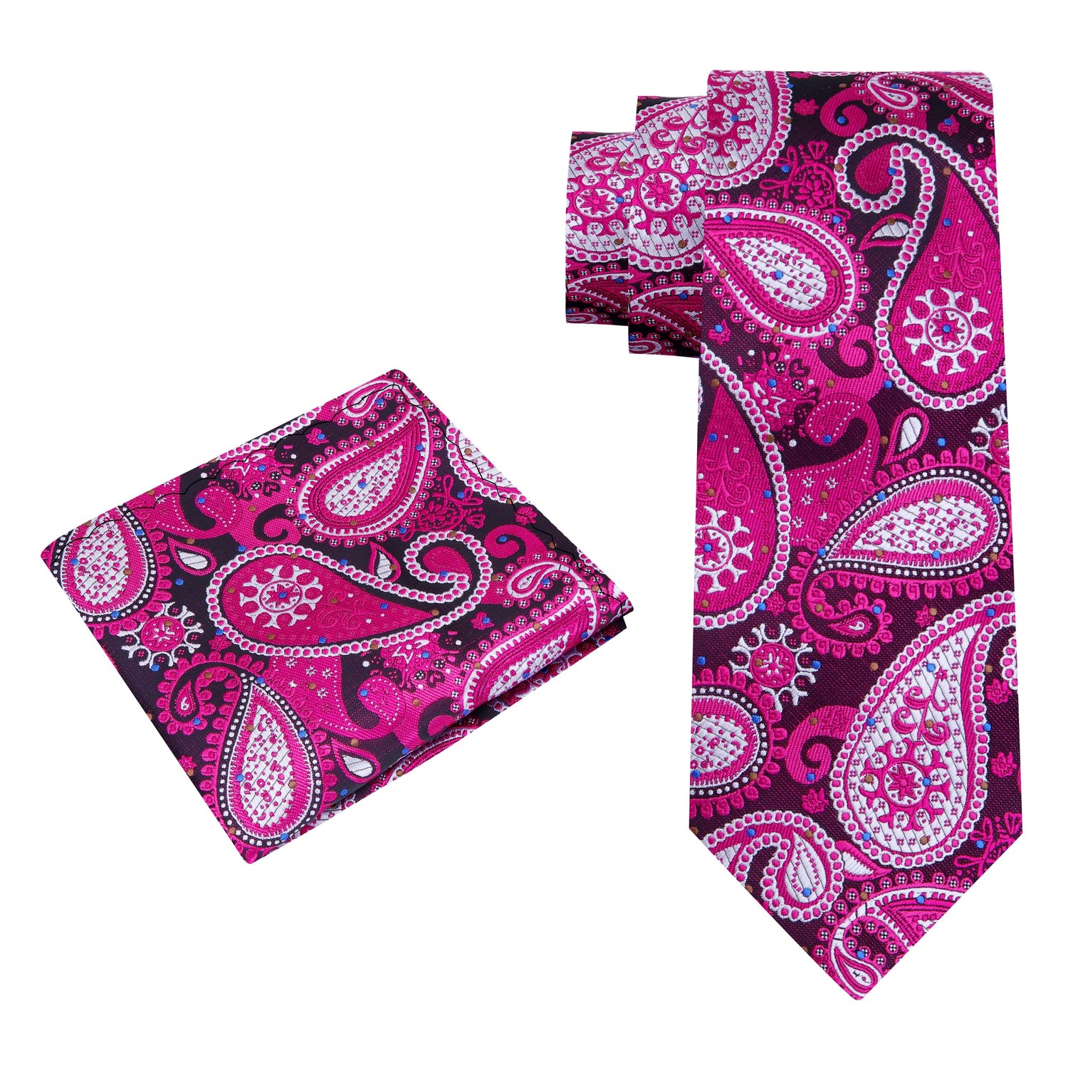 Alt View: Pink Paisley Tie and Pocket Square