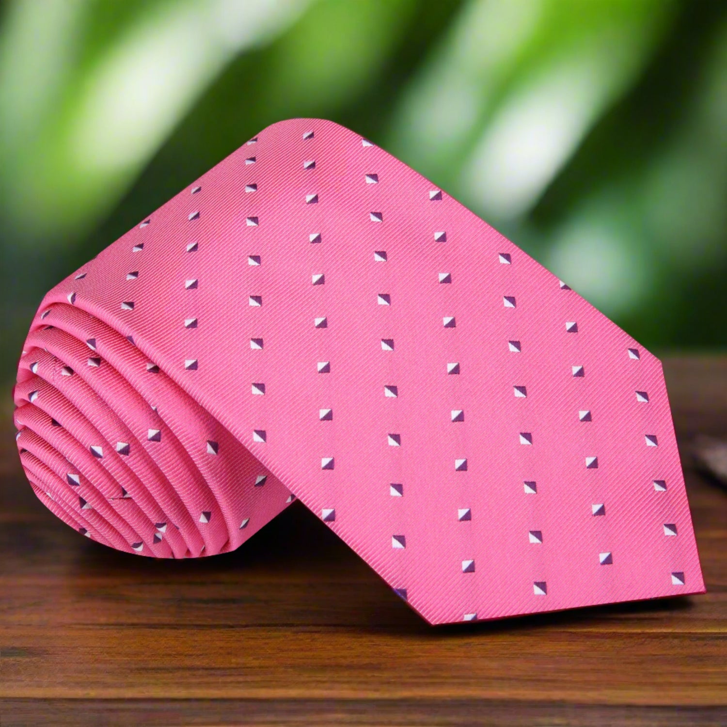 Pink, White Geometric Tie