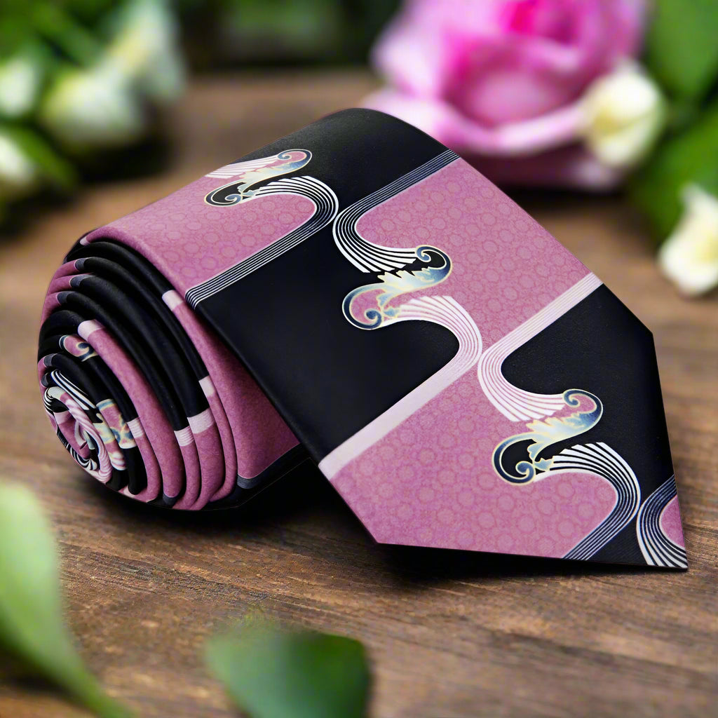 Mauve, Black Abstract Tie