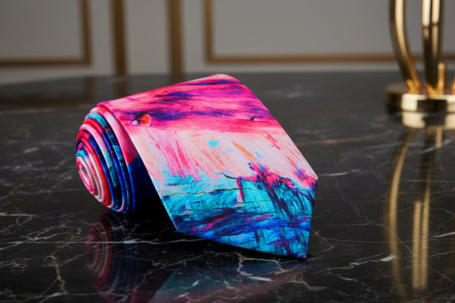 Pink, Blue and Purple Abstract Tie