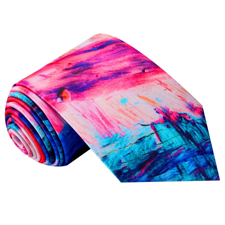 Pink, Blue and Purple Abstract Tie