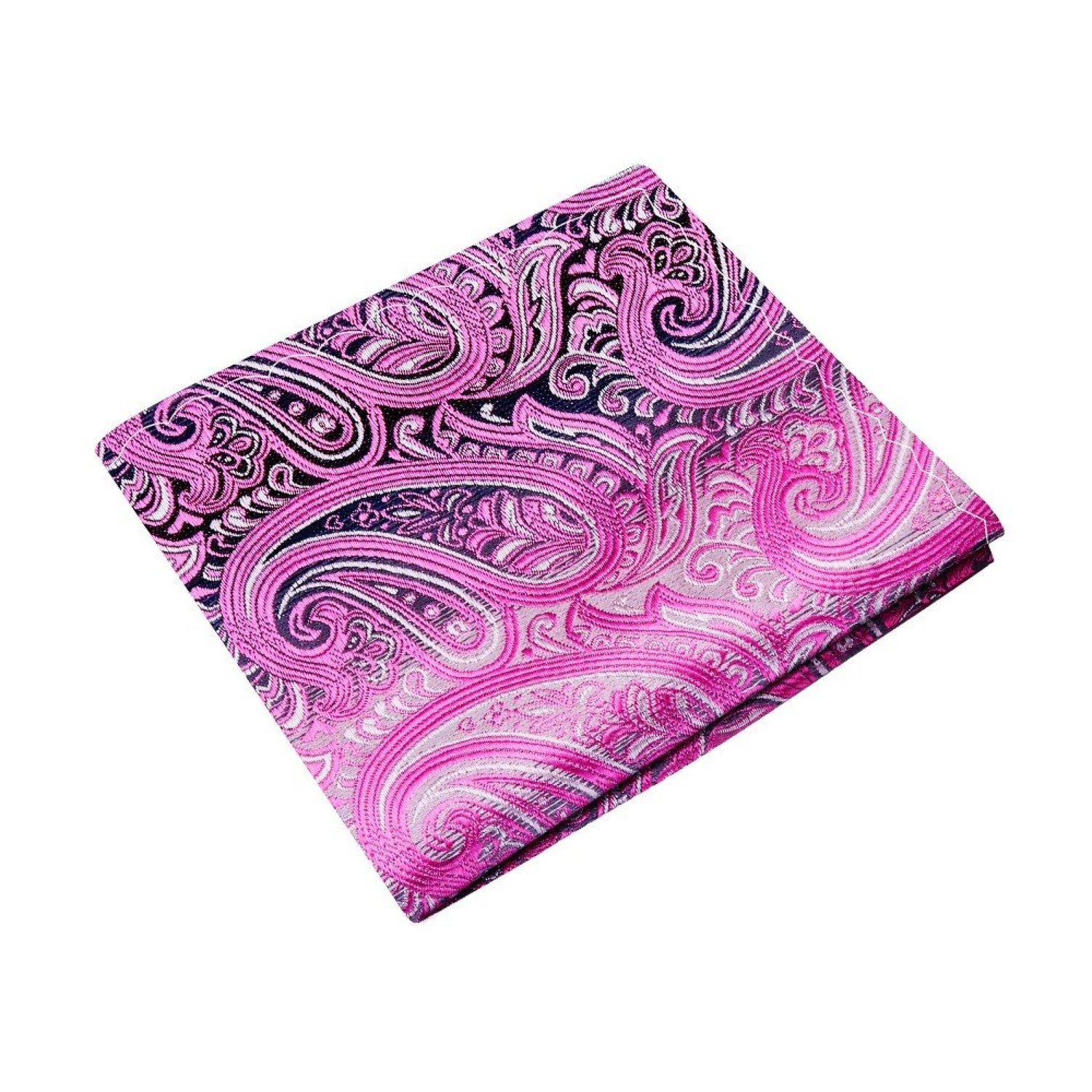 A Pink Grey Paisley Pattern Silk Pocket Square