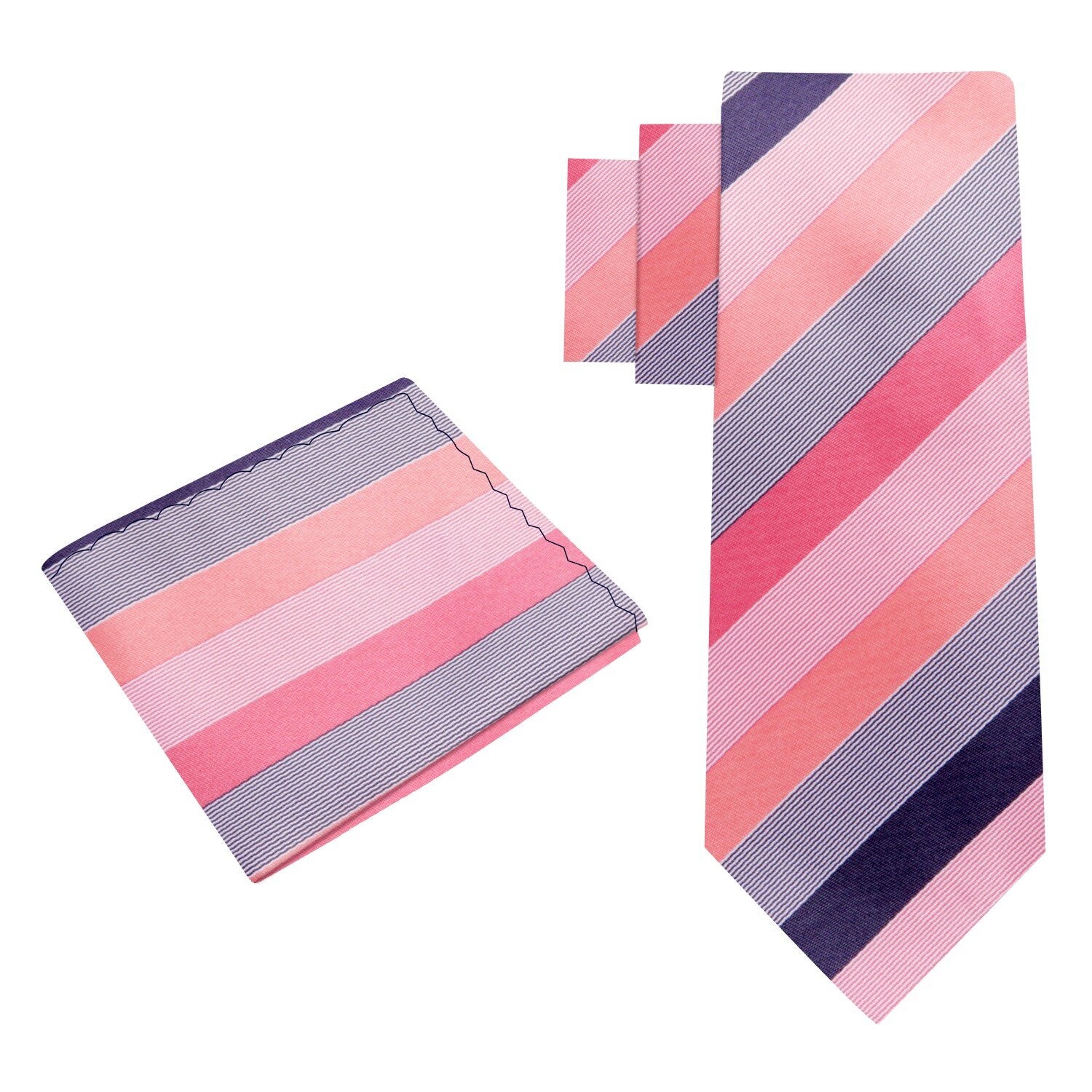 Alt View: peach pink stripe tie and square