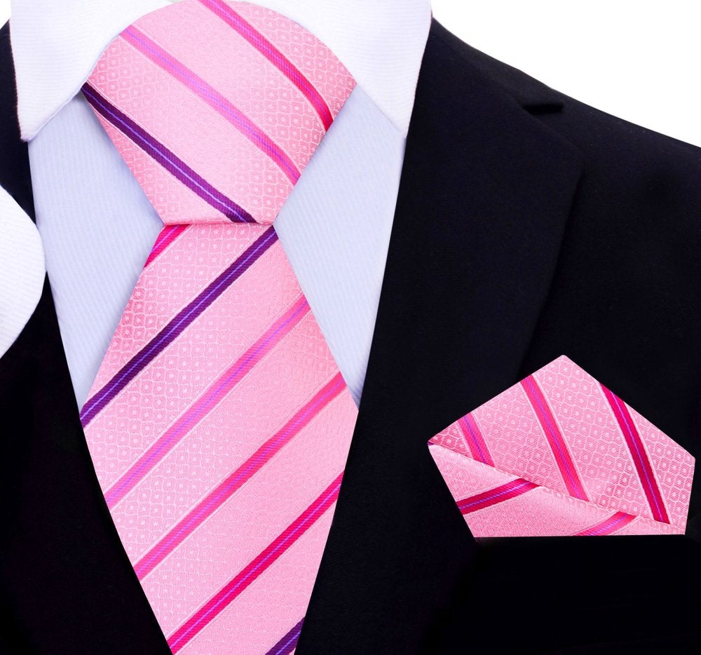 Pink Stripe Tie and Square