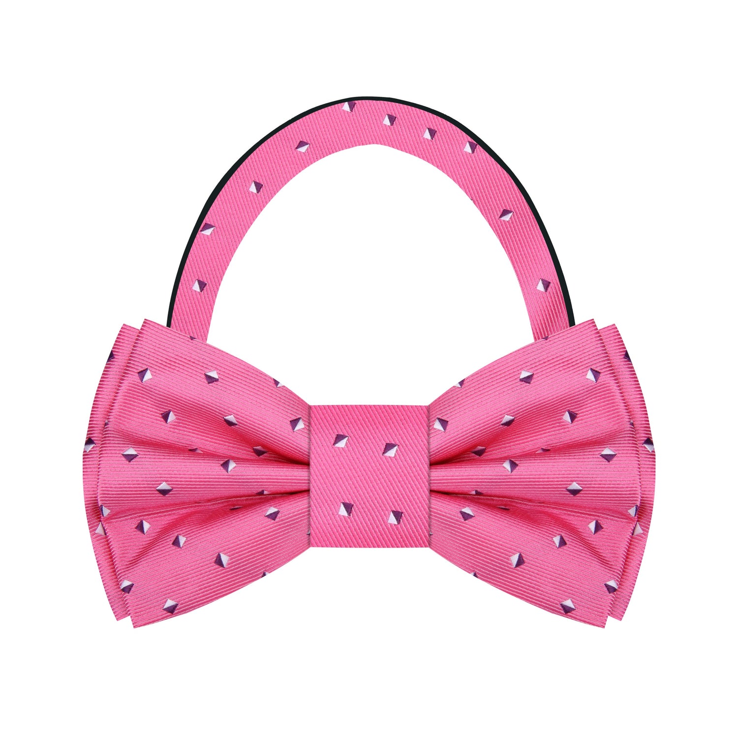 Pre Tied: Pink, White Diamonds Bow Tie