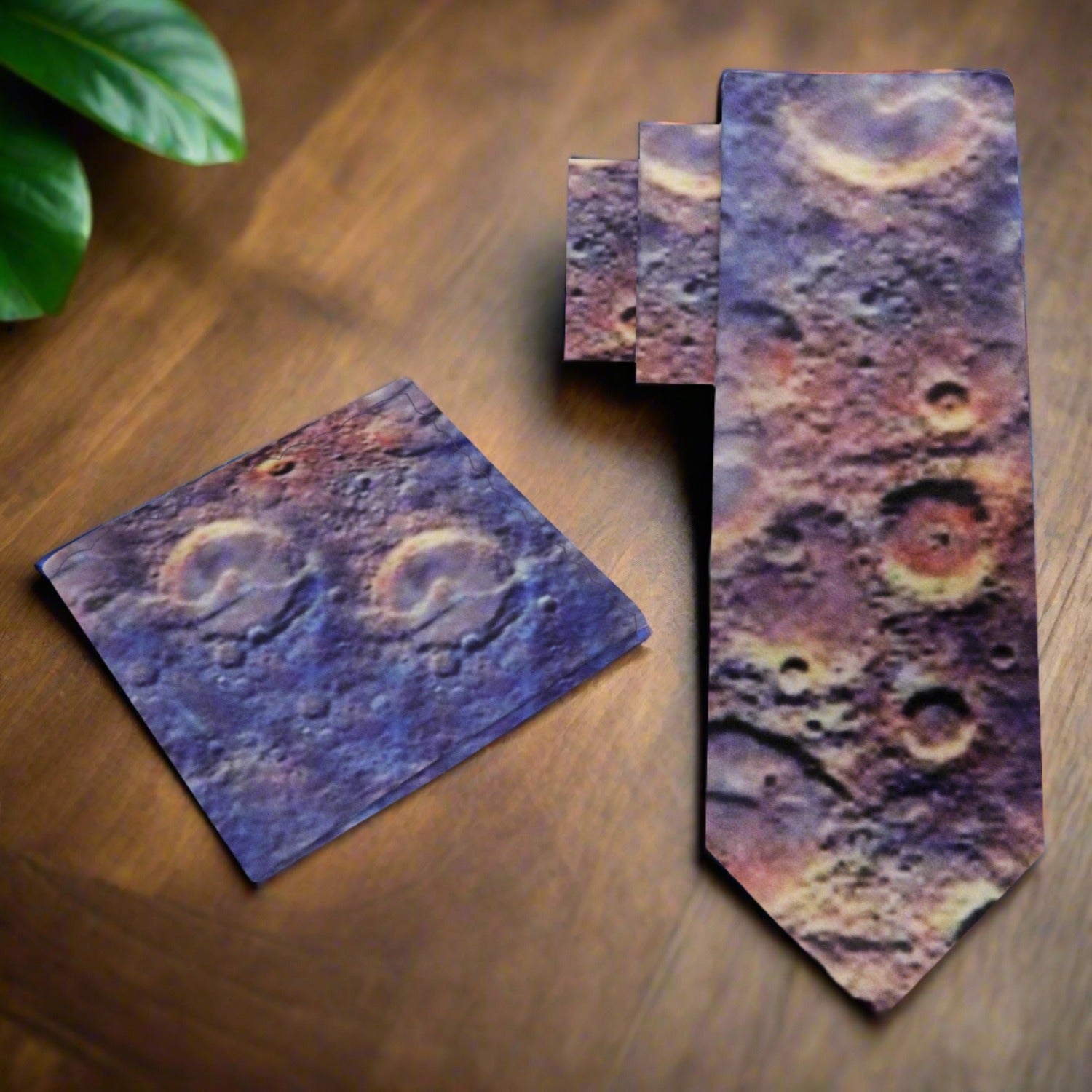 View 2: Blue, Orange Mars Crater Tie and Square