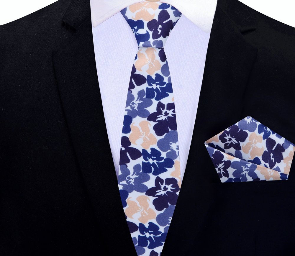 Light Plum Hibiscus Flowers Thin Tie and Square||Light Plum