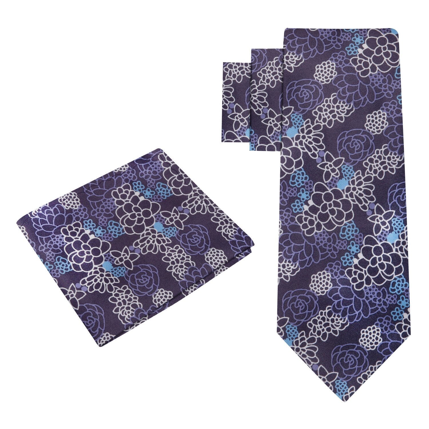 Alt View: Purple Floral Tie and Pocket Square