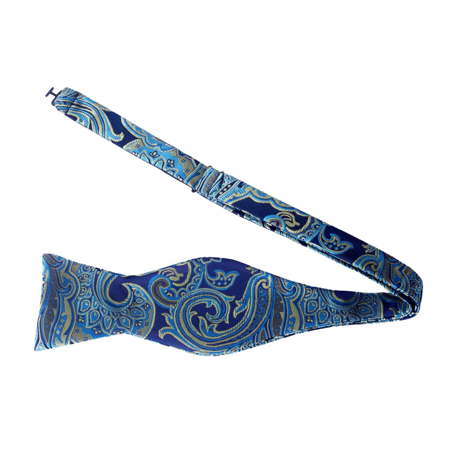 Blue, Yellow Paisley Bow Tie  