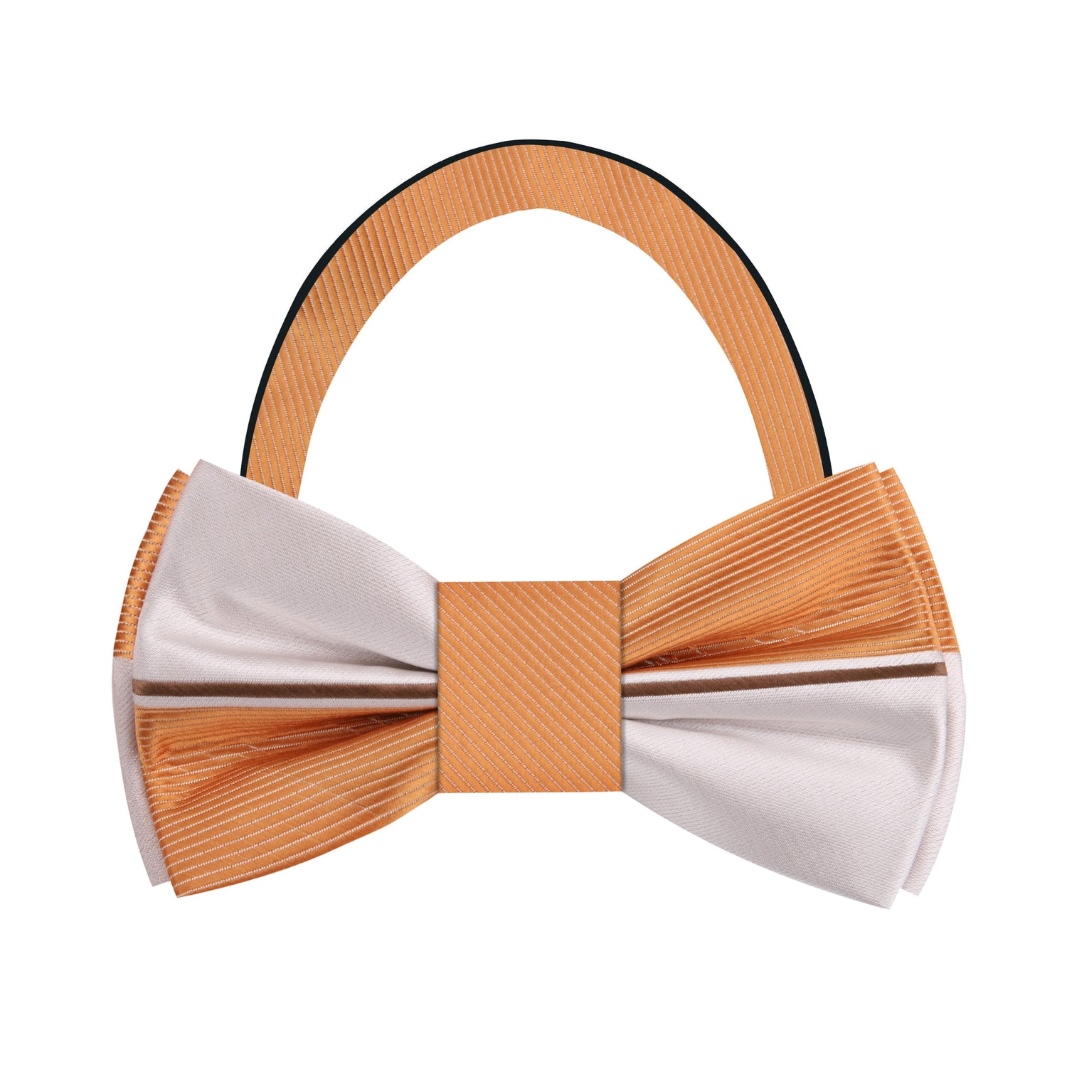 Light Orange, Orange, Brown Stripe Bow Tie Pre Tied