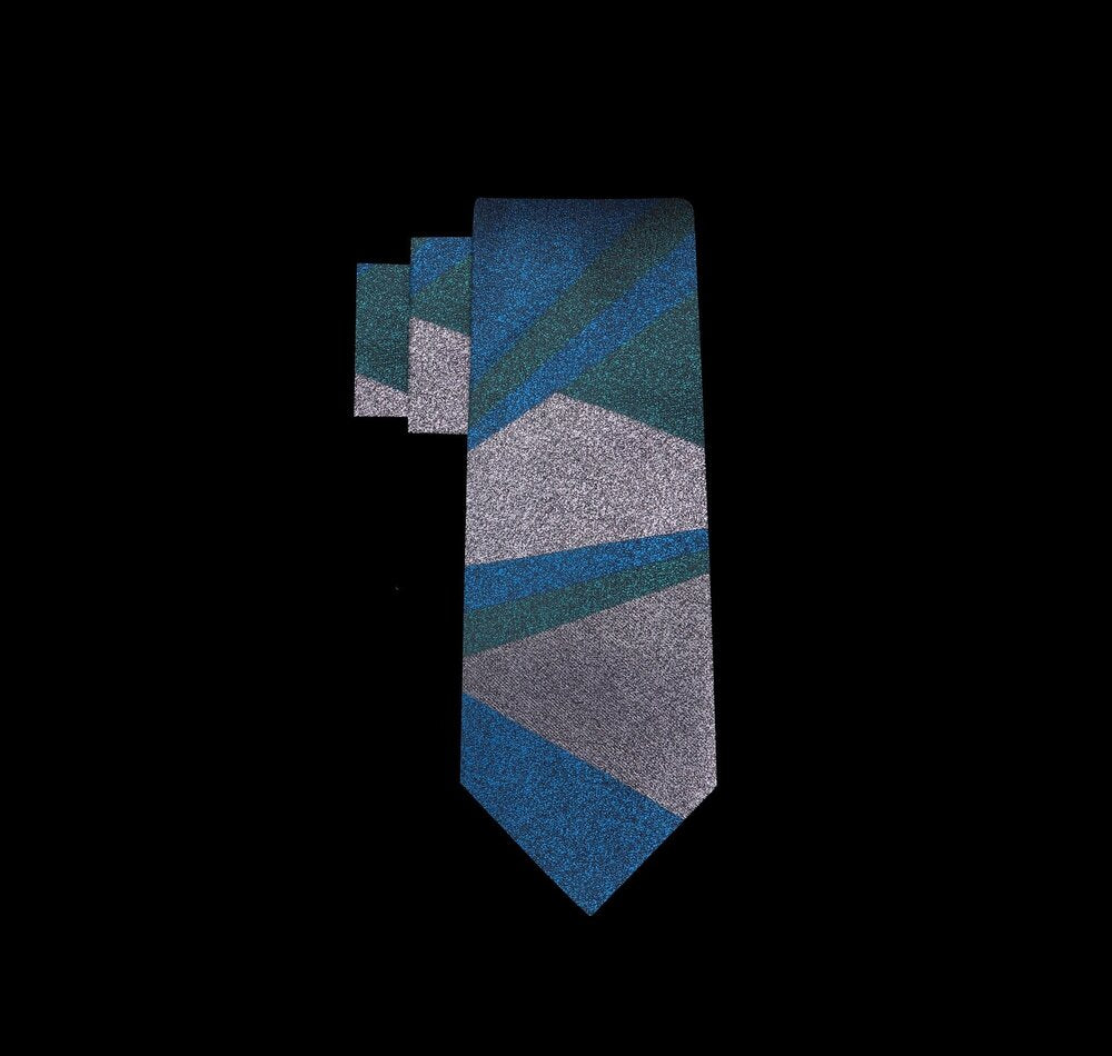 Self Tie Teal, Blue, Green Shimmer With An Abstract Pattern