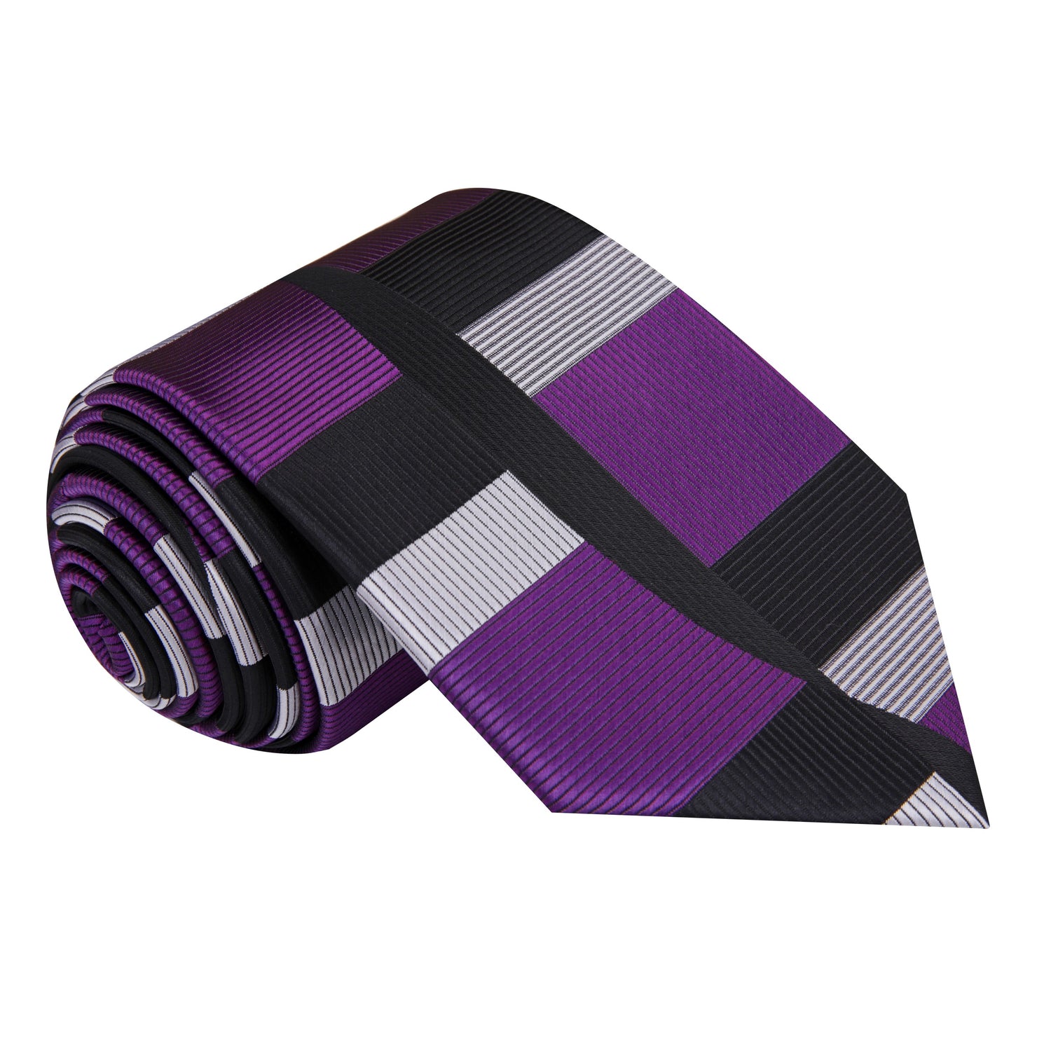 Purple, Black, Silver Abstract Tie 