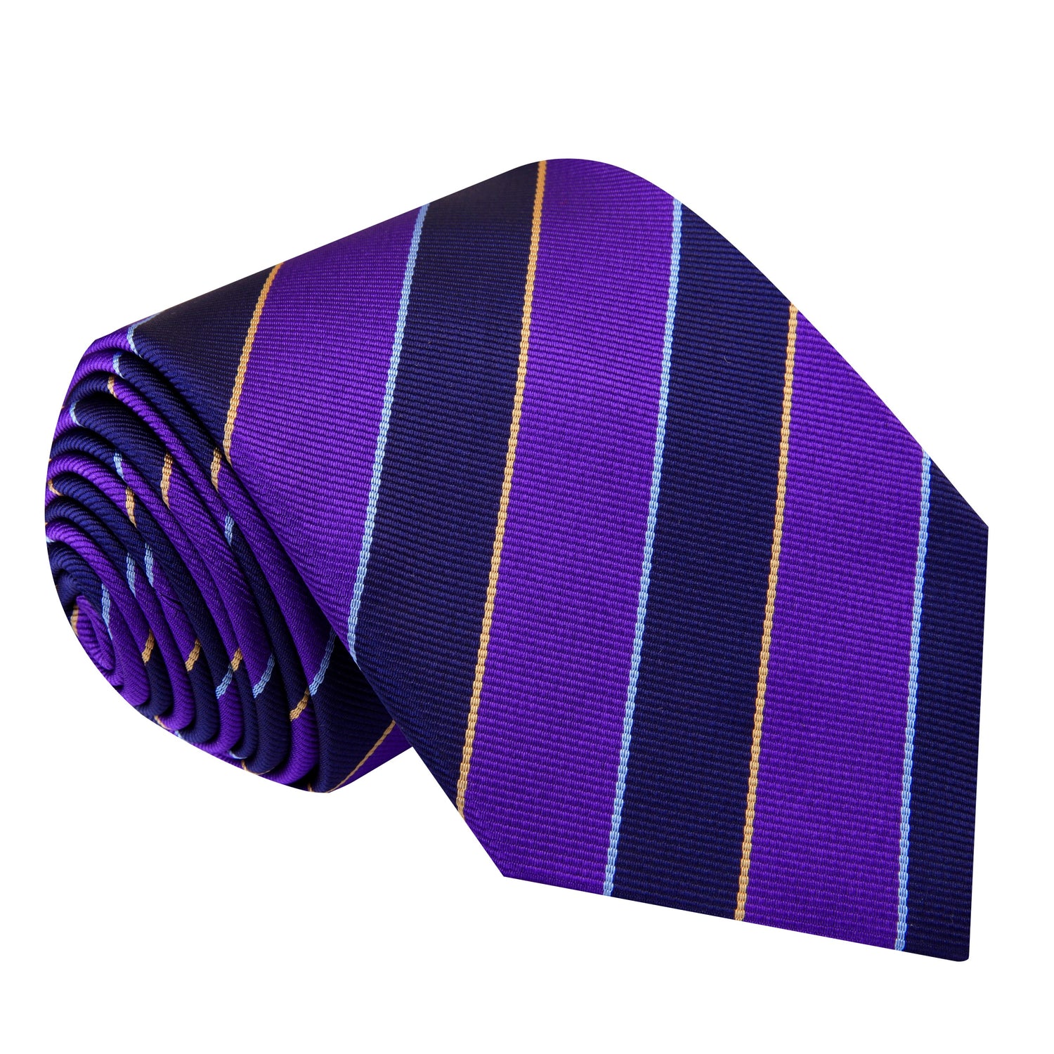 A Dark Blue, Purple Stripe Pattern Silk Necktie 