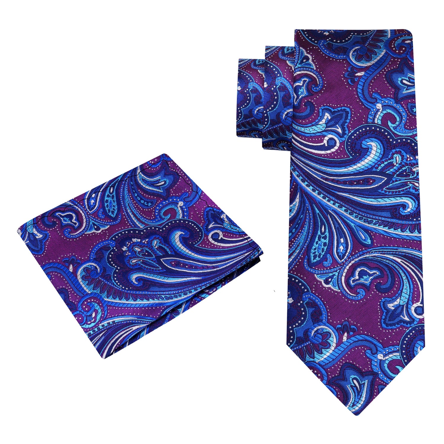 View 2: Purple, Blue Paisley Tie and Square
